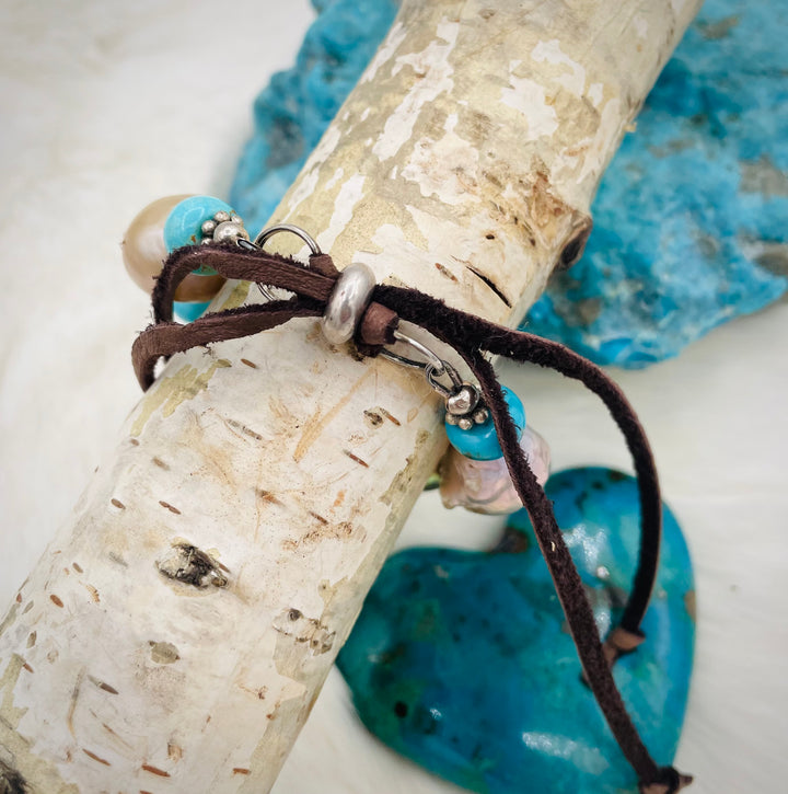 Pearls On Leather Bracelet