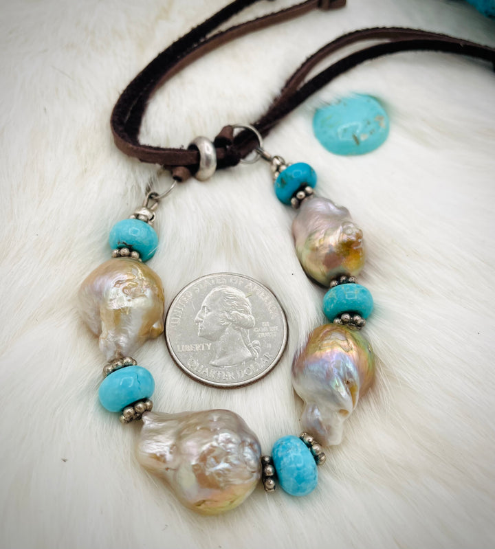Pearls On Leather Bracelet