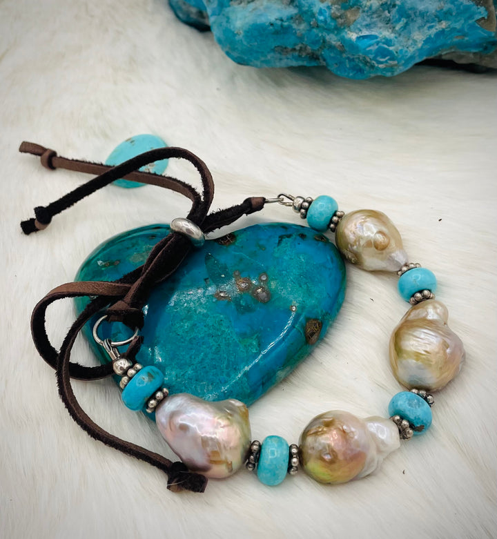 Pearls On Leather Bracelet