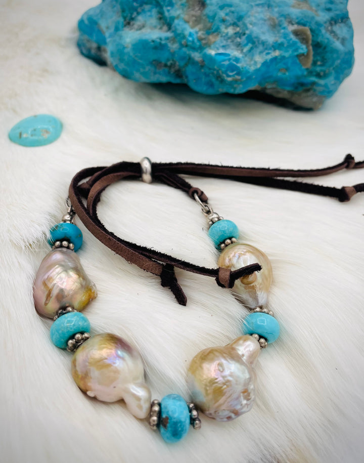 Pearls On Leather Bracelet