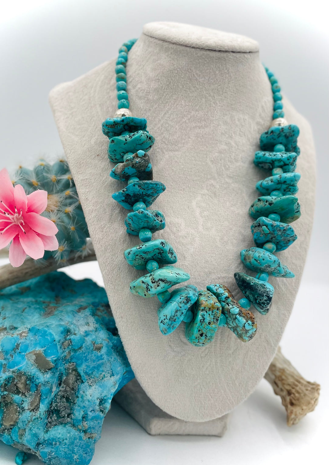 Turquoise & Hammered Sterling (146 grams)