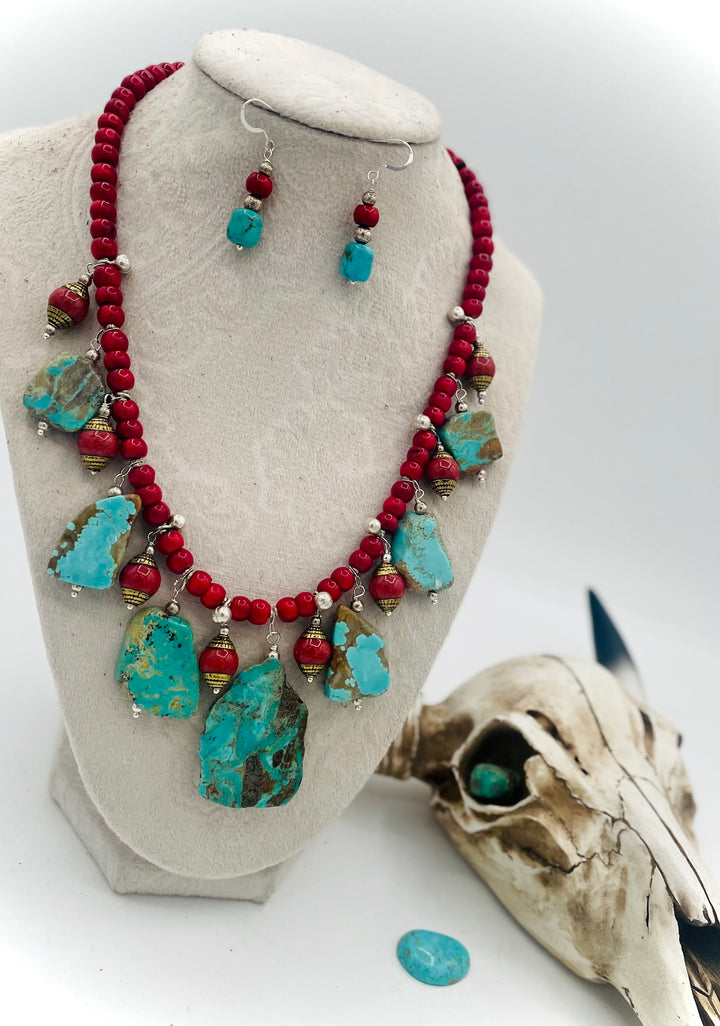 Kingman & Coral Dangle Necklace