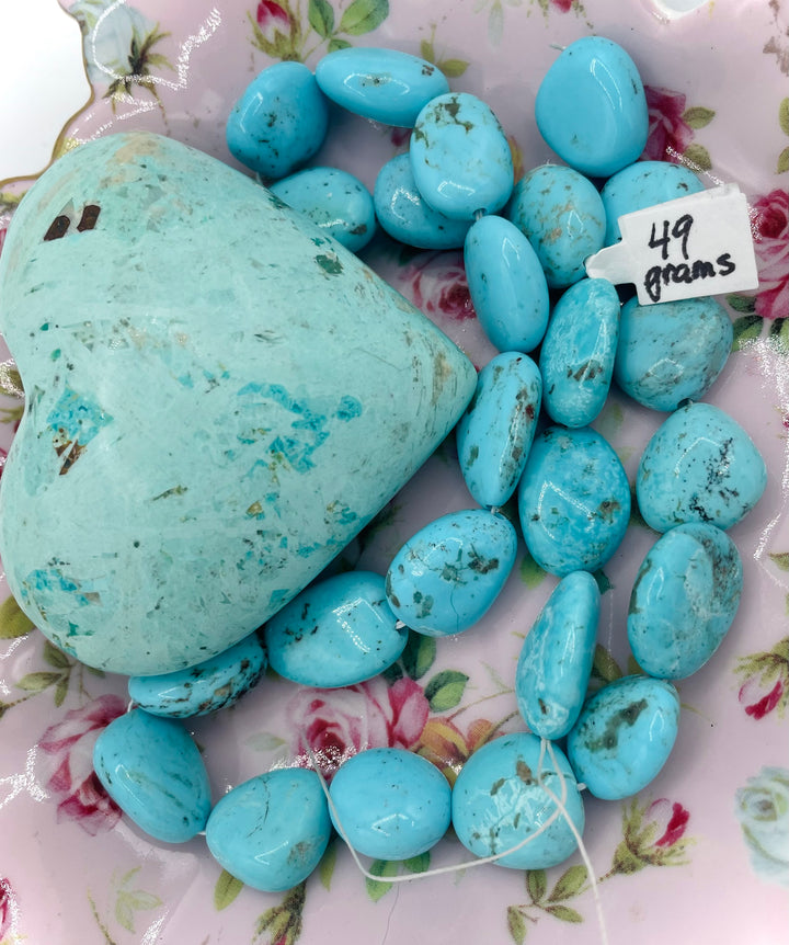 Campitos turquoise nuggets 16 inch bead strand. Available only from Rockstar Cowgirl online or in store in Cody, Wyoming.