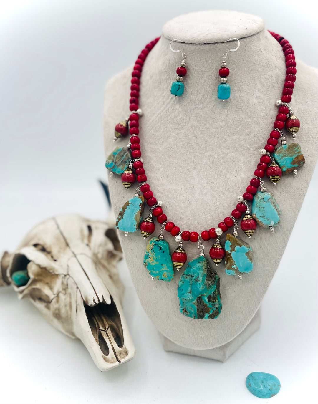 Kingman & Coral Dangle Necklace