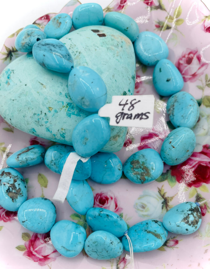 Campitos turquoise nuggets 16 inch bead strand. Available only from Rockstar Cowgirl online or in store in Cody, Wyoming.