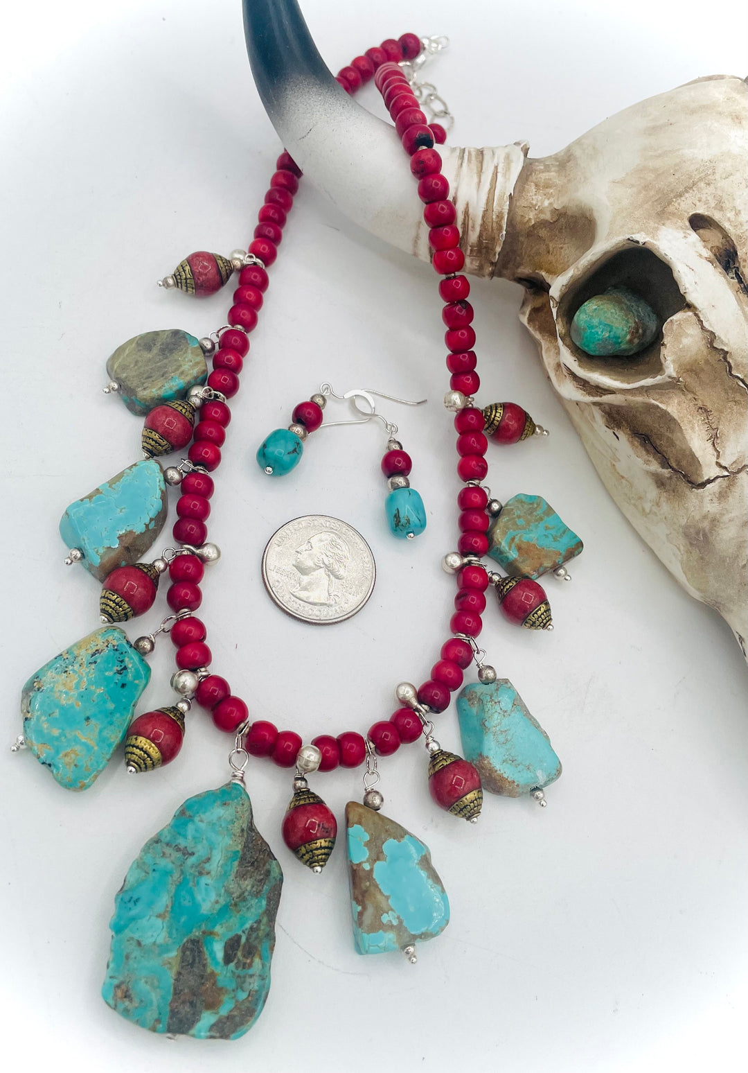 Kingman & Coral Dangle Necklace