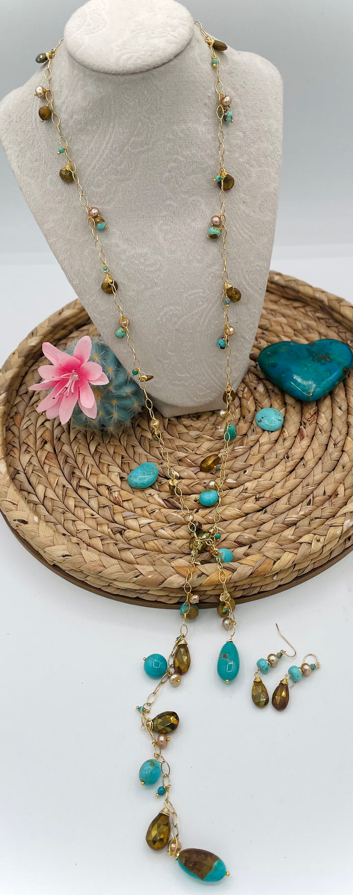 Turquoise & Gold Lariat