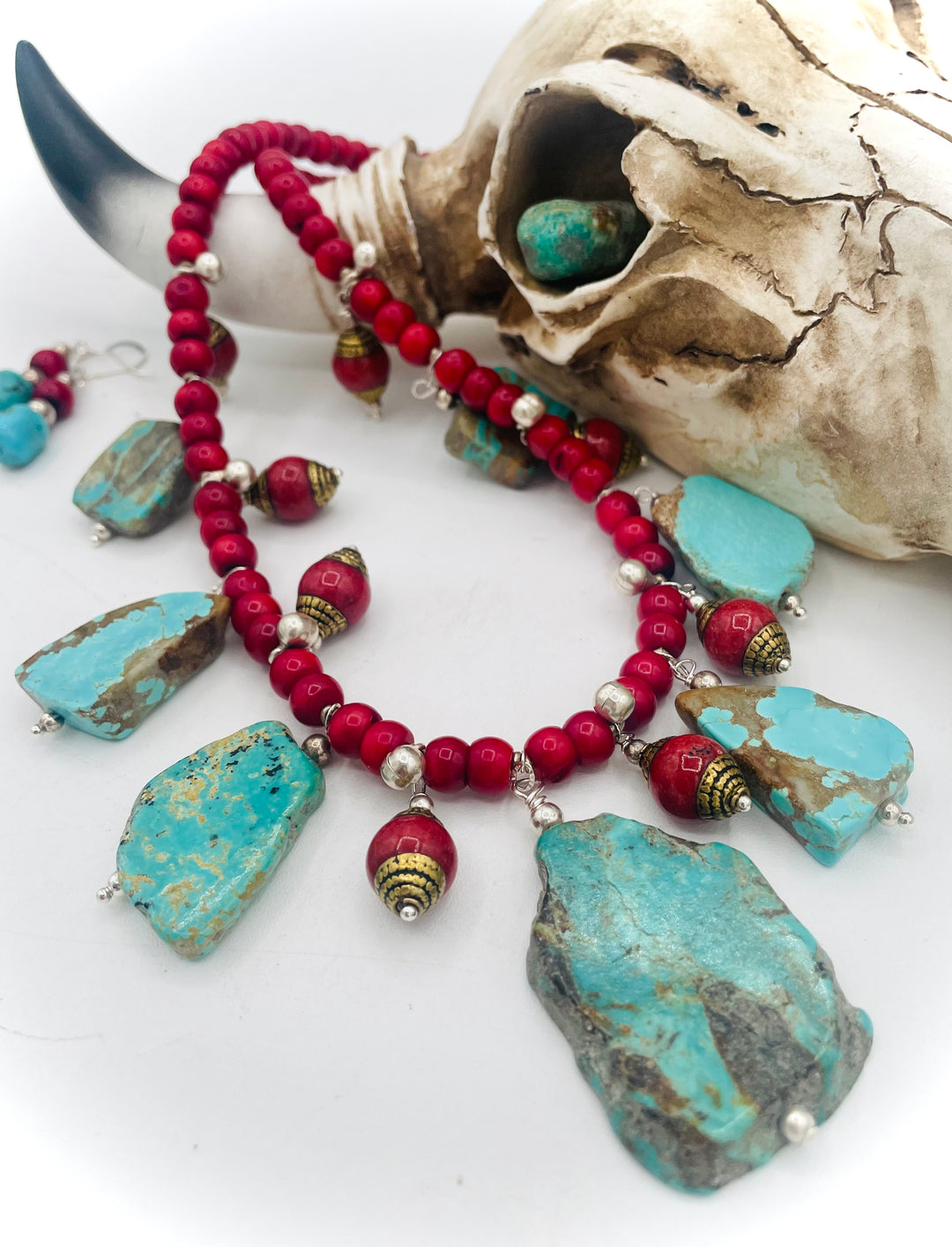 Kingman & Coral Dangle Necklace