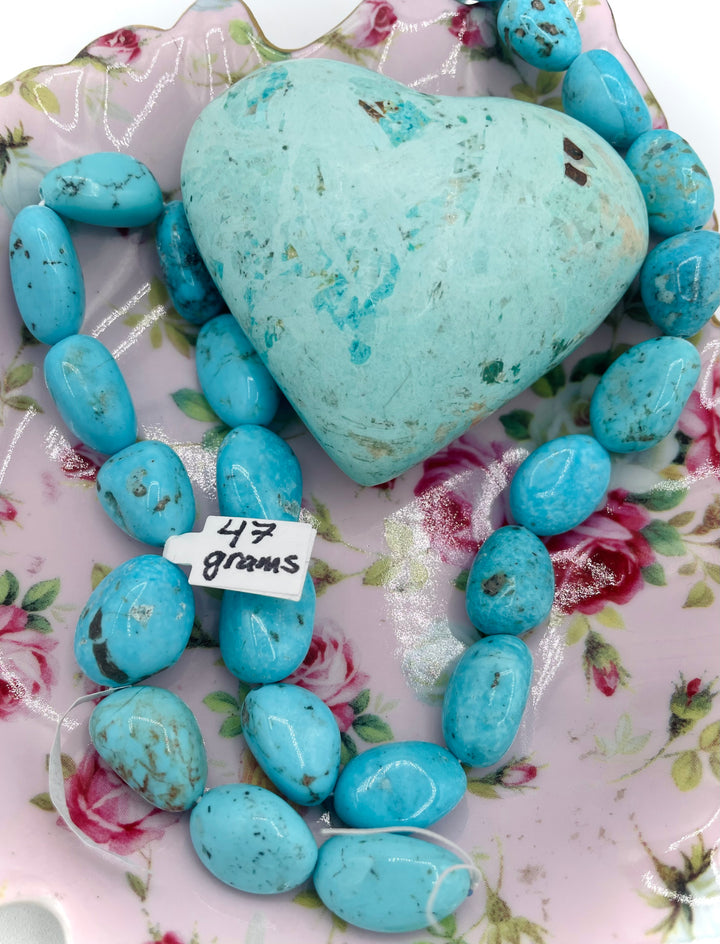 Campitos turquoise nuggets 16 inch bead strand. Available only from Rockstar Cowgirl online or in store in Cody, Wyoming.