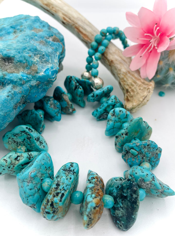 Turquoise & Hammered Sterling (146 grams)