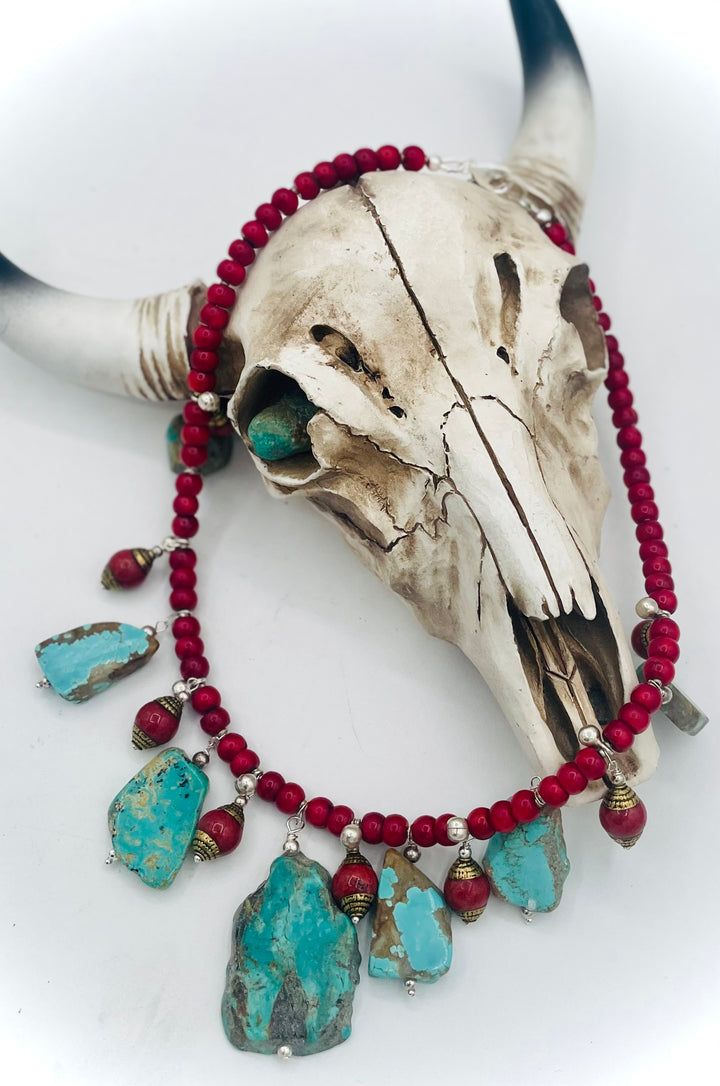 Kingman & Coral Dangle Necklace