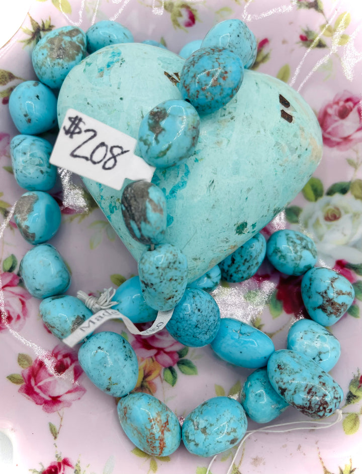 Campitos turquoise nuggets 16 inch bead strand. Available only from Rockstar Cowgirl online or in store in Cody, Wyoming.