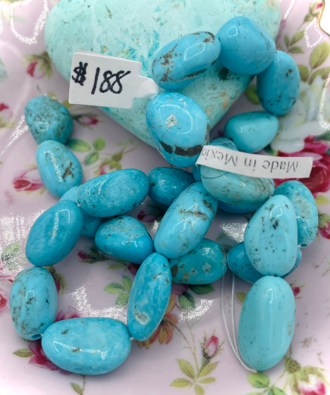 Campitos turquoise nuggets 16 inch bead strand. Available only from Rockstar Cowgirl online or in store in Cody, Wyoming.