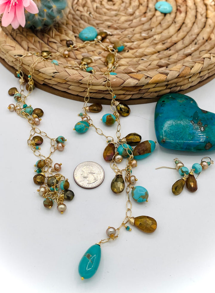 Turquoise & Gold Lariat