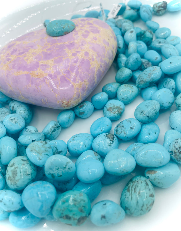 Campitos turquoise nuggets 16 inch bead strand. Available only from Rockstar Cowgirl online or in store in Cody, Wyoming.