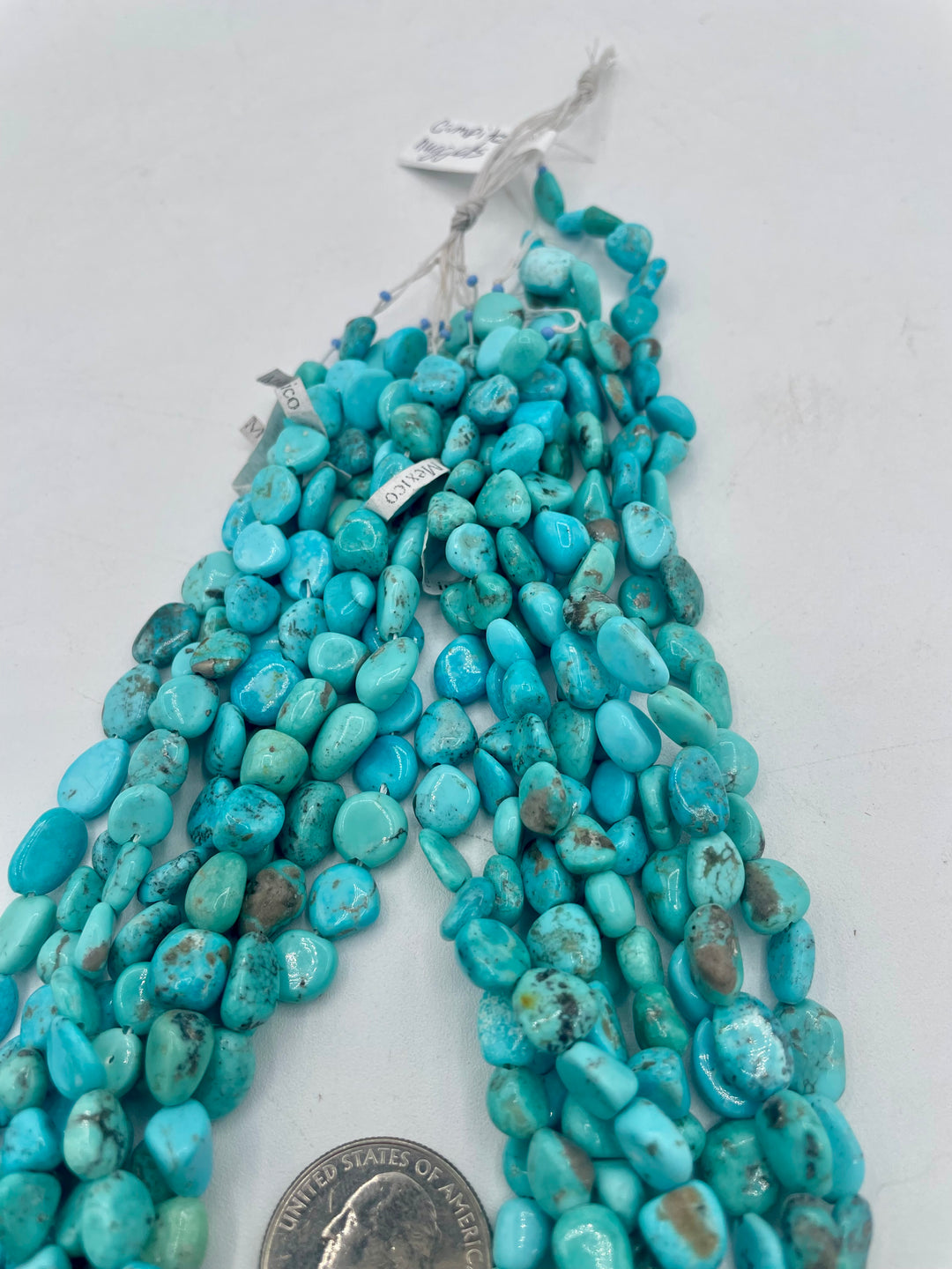 Campitos turquoise nuggets 8 strands 191 grams