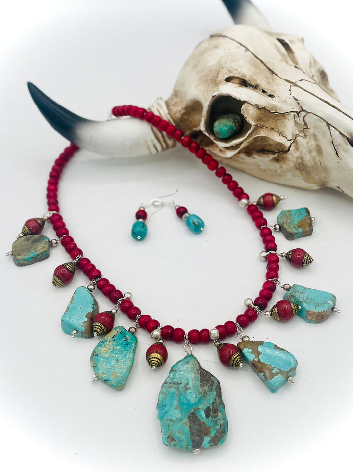 Kingman & Coral Dangle Necklace