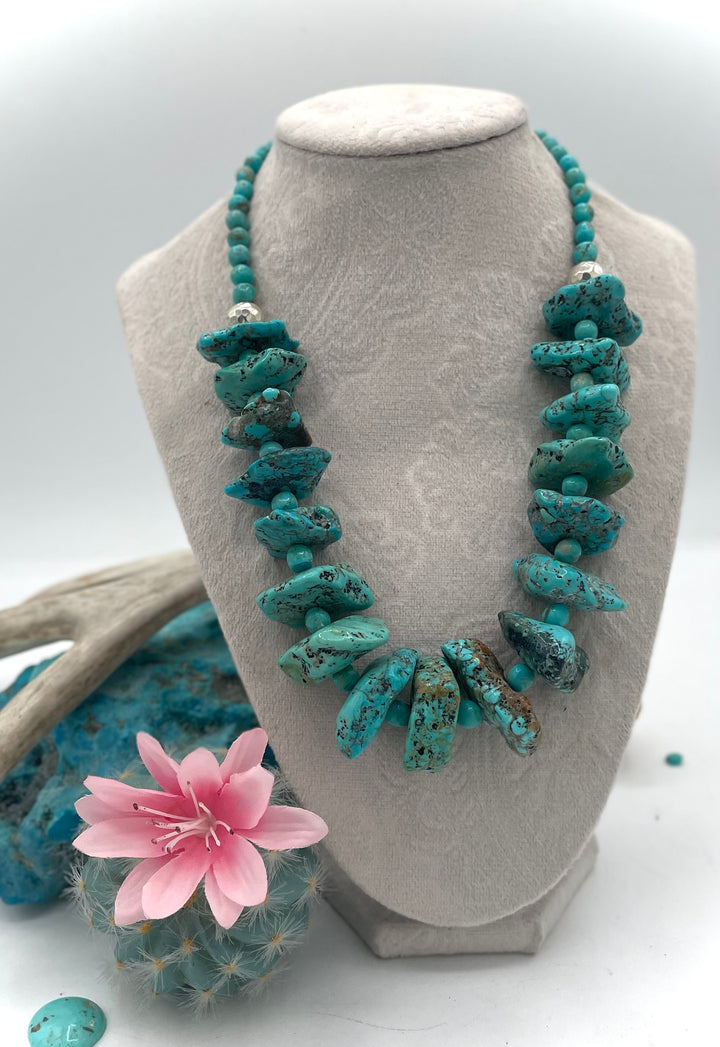 Turquoise & Hammered Sterling (146 grams)