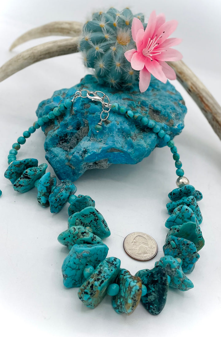 Turquoise & Hammered Sterling (146 grams)