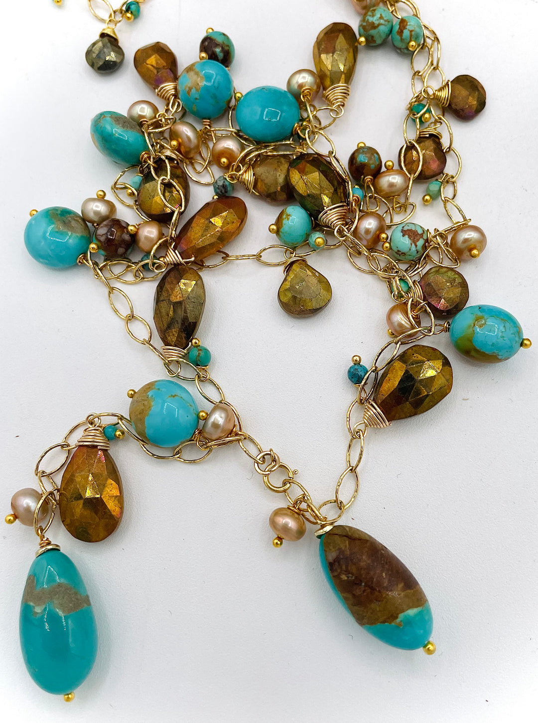 Turquoise & Gold Lariat