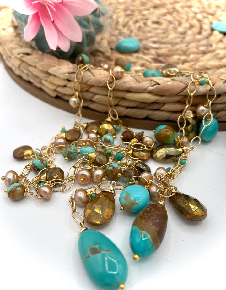 Turquoise & Gold Lariat