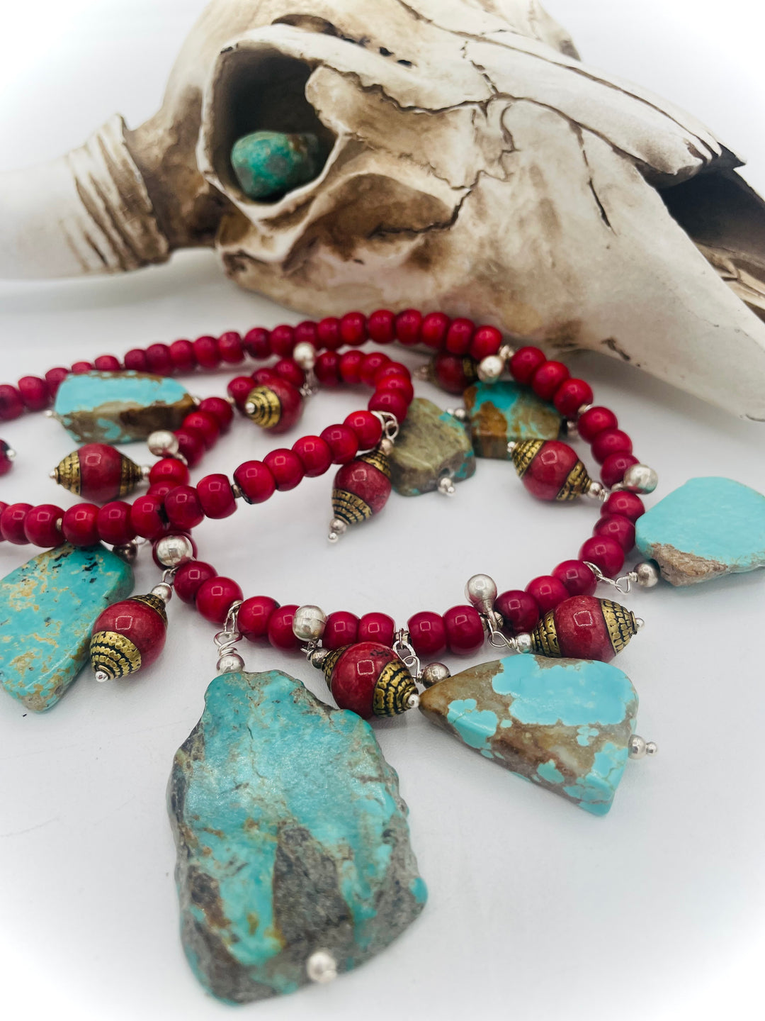 Kingman & Coral Dangle Necklace