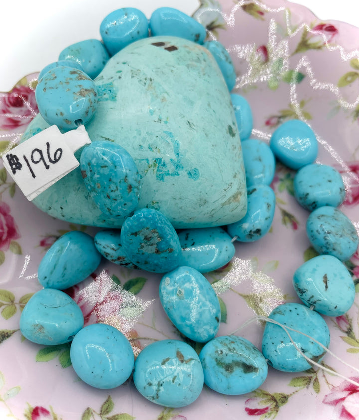 Campitos turquoise nuggets 16 inch bead strand. Available only from Rockstar Cowgirl online or in store in Cody, Wyoming.