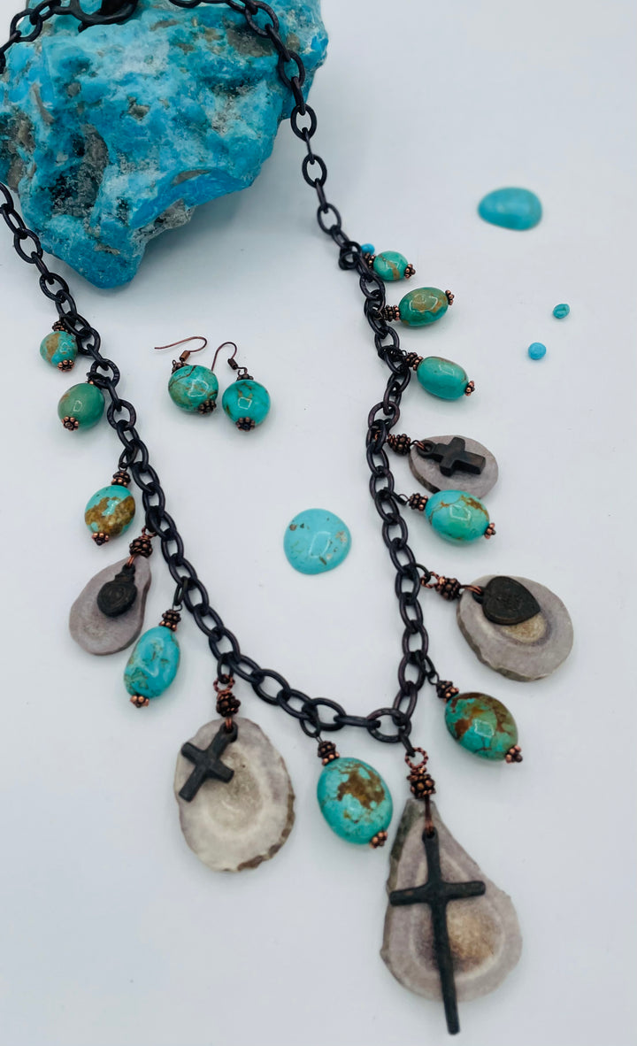 Turquoise & Antler Charm Necklace