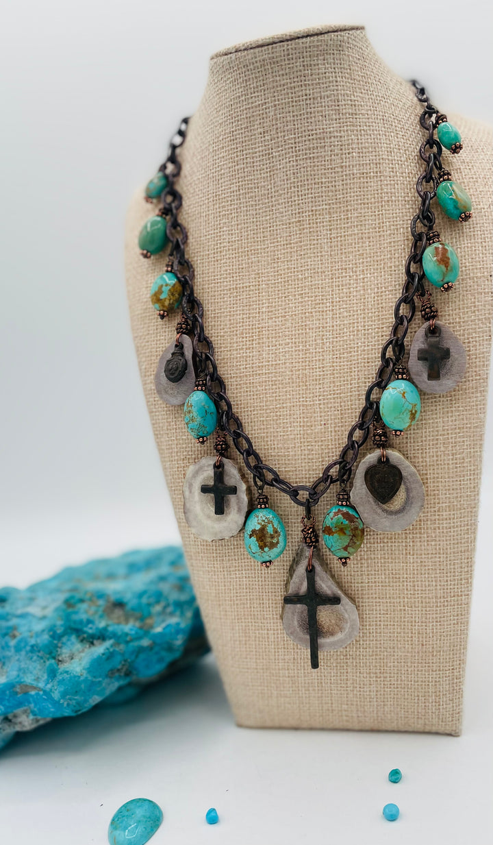 Turquoise & Antler Charm Necklace