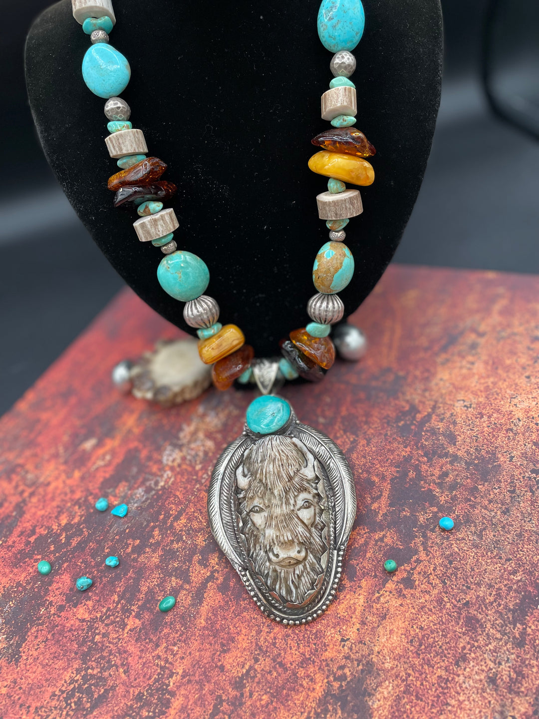 Hand Knotted Chip Turquoise Necklace Hand Knotted Chip Turquoise Necklace
