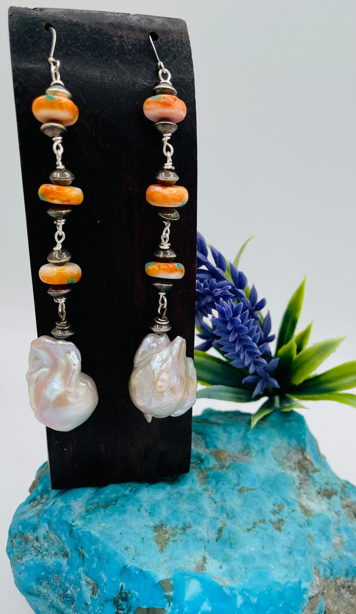 Spiny Oyster & Pearl Earrings
