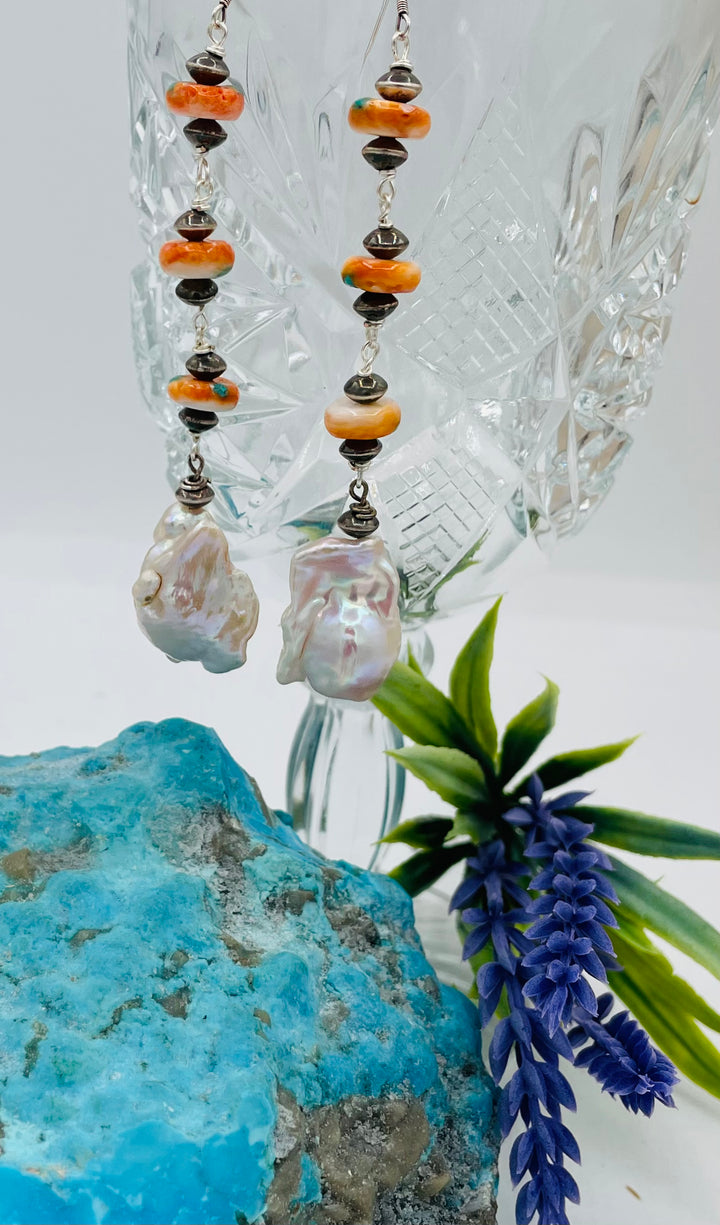 Spiny Oyster & Pearl Earrings