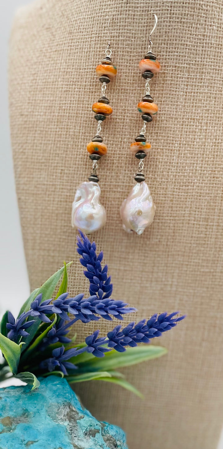 Spiny Oyster & Pearl Earrings