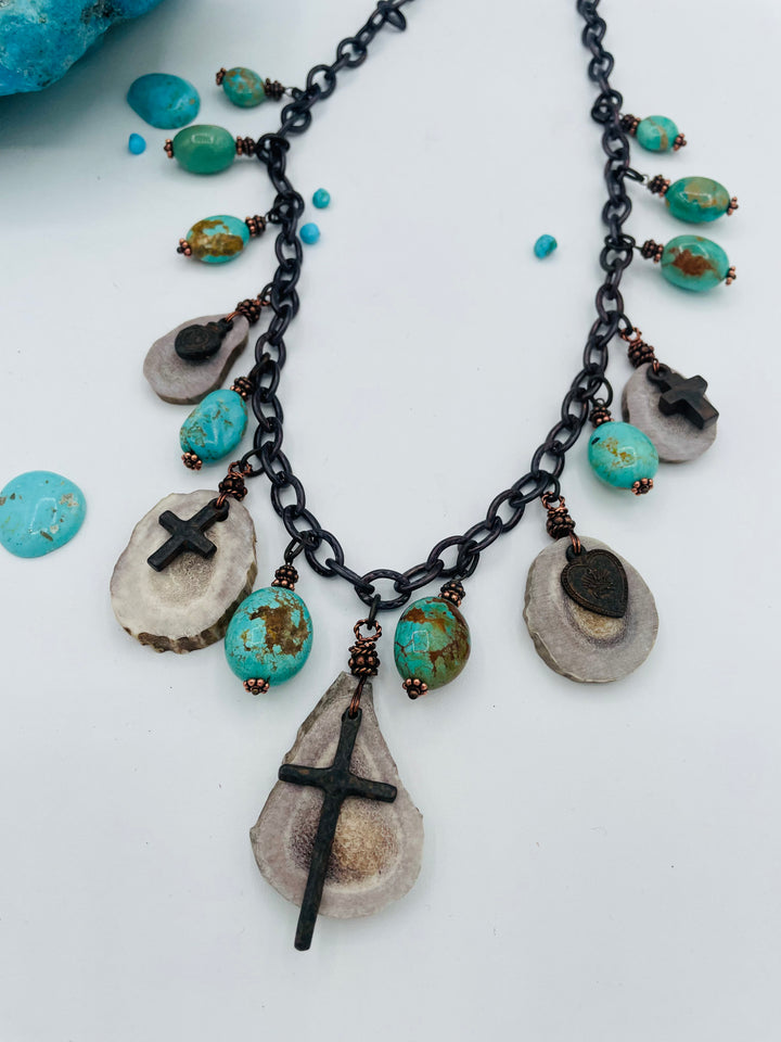 Turquoise & Antler Charm Necklace