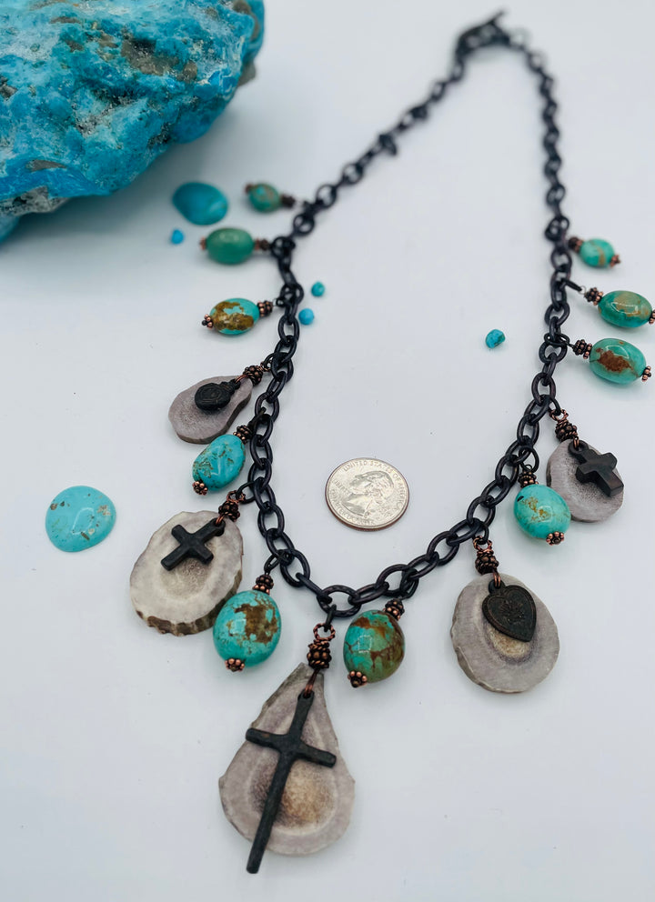 Turquoise & Antler Charm Necklace