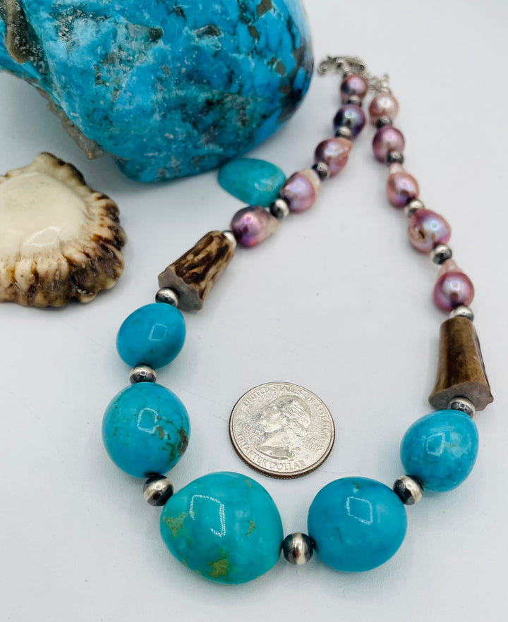 Kingman Turquoise & Pearls