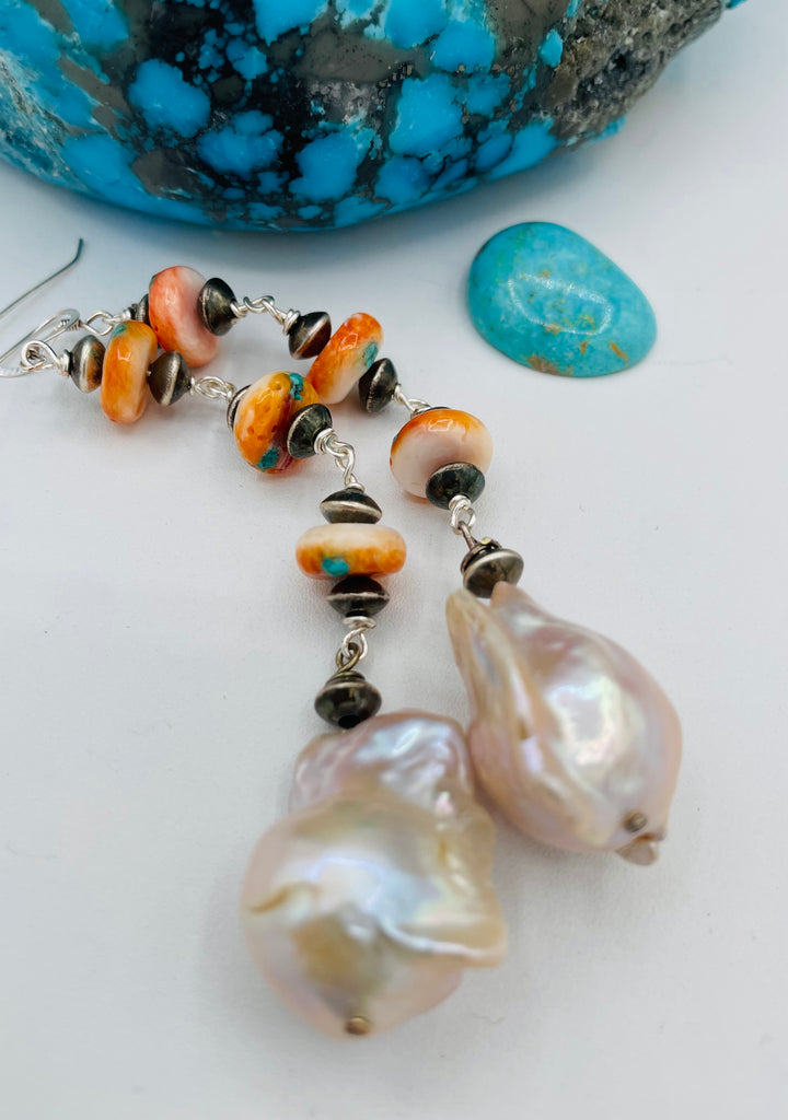 Spiny Oyster & Pearl Earrings
