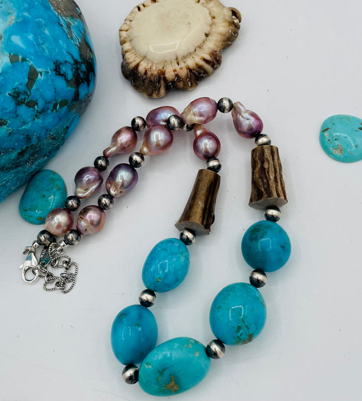 Kingman Turquoise & Pearls