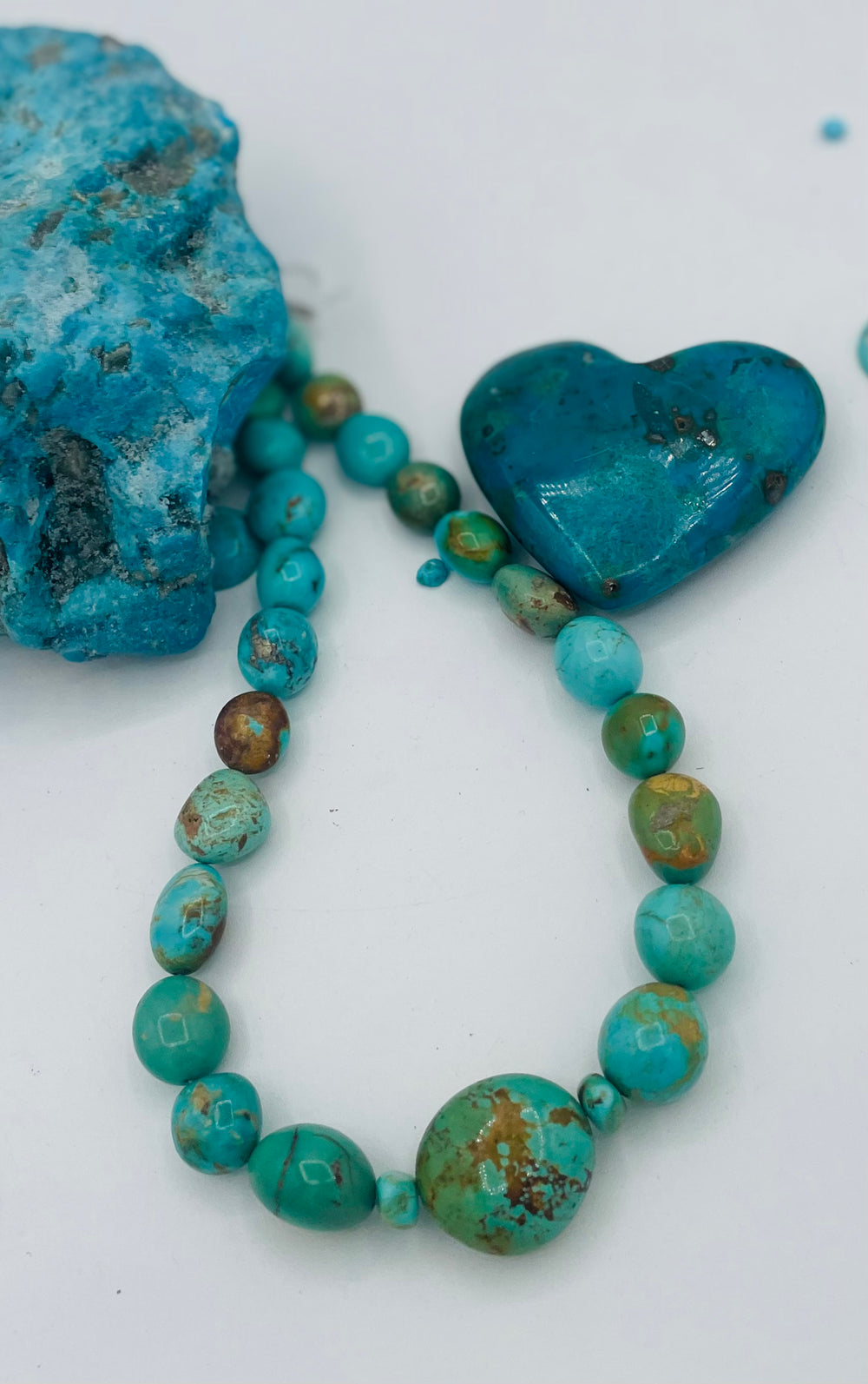 Graduated beaded necklace featuring Kingman turquoise with gold matrix in shades of blue and green. Available only from Rockstar Cowgirl online or in store in Cody, Wyoming.