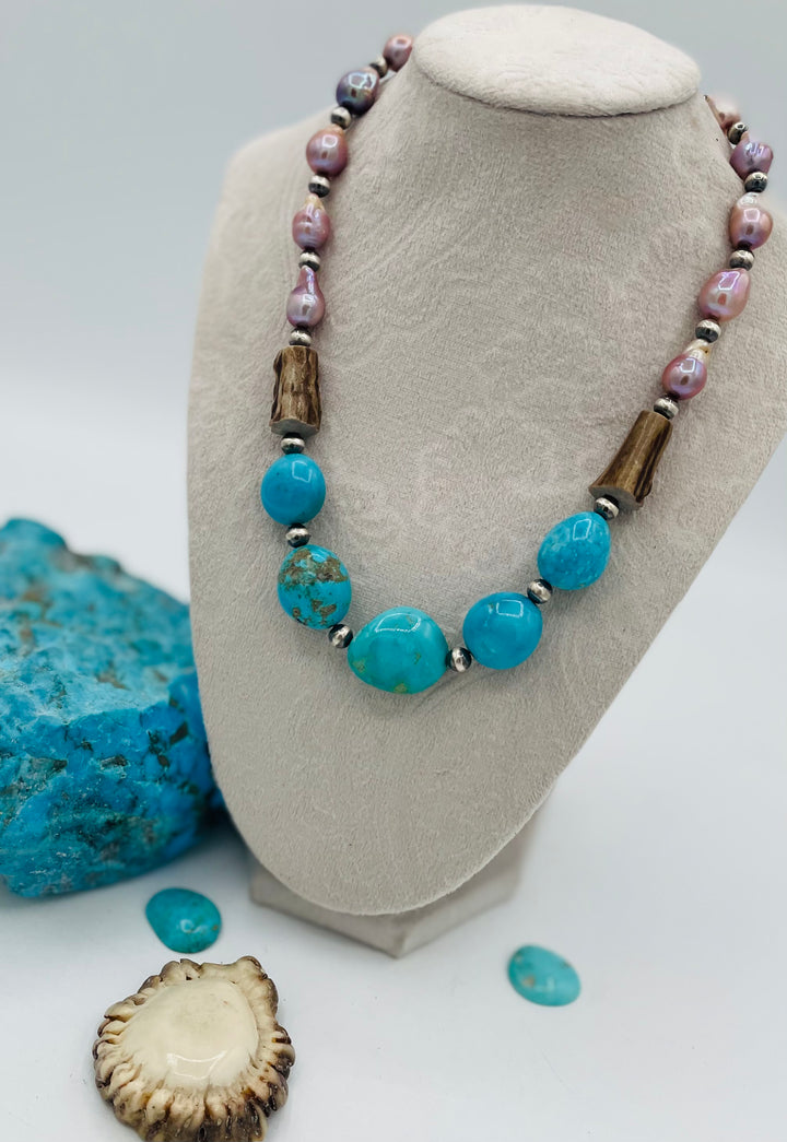 Kingman Turquoise & Pearls