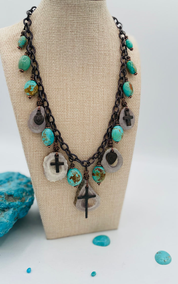 Turquoise & Antler Charm Necklace